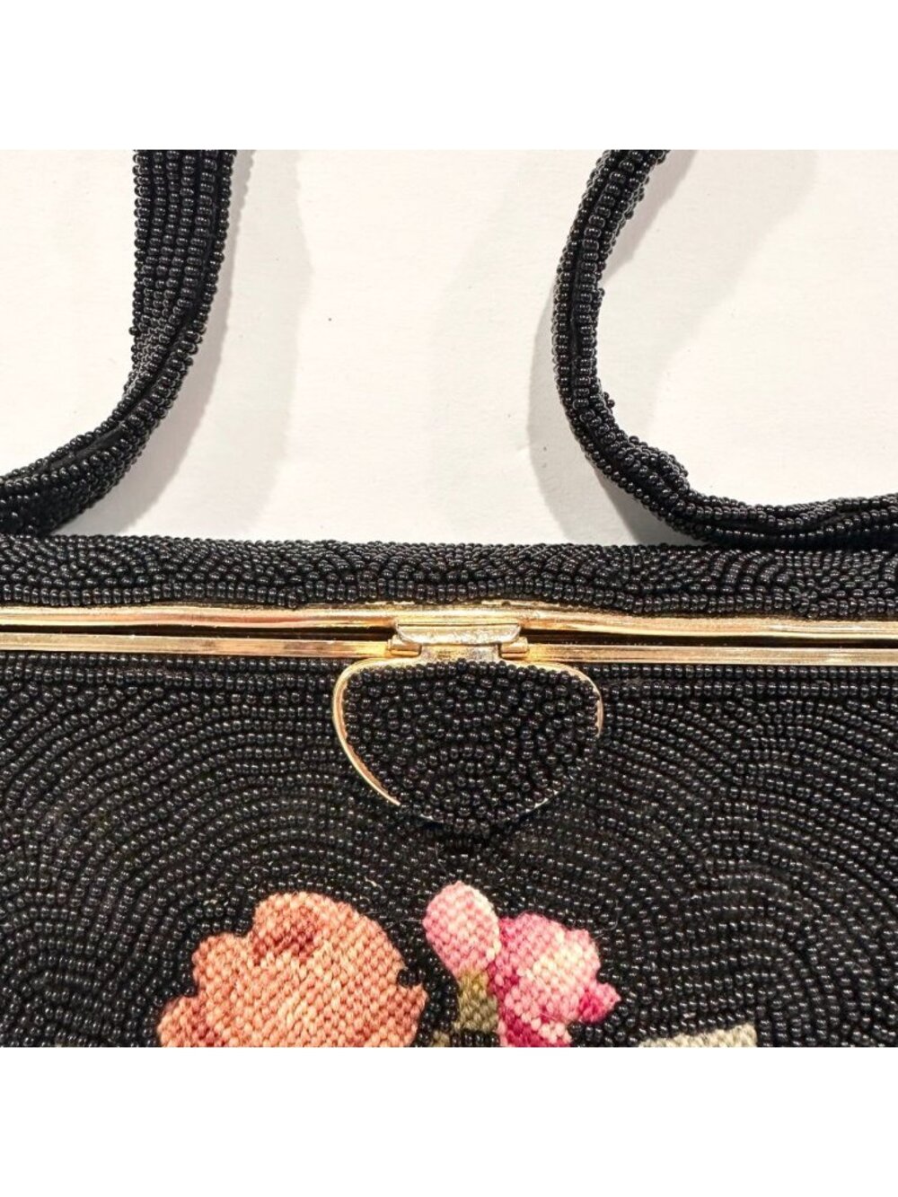 Vintage Bags by Josef Beaded & Multicolor Embroidered Floral Clasp Handbag Purse - Picture 3 of 10